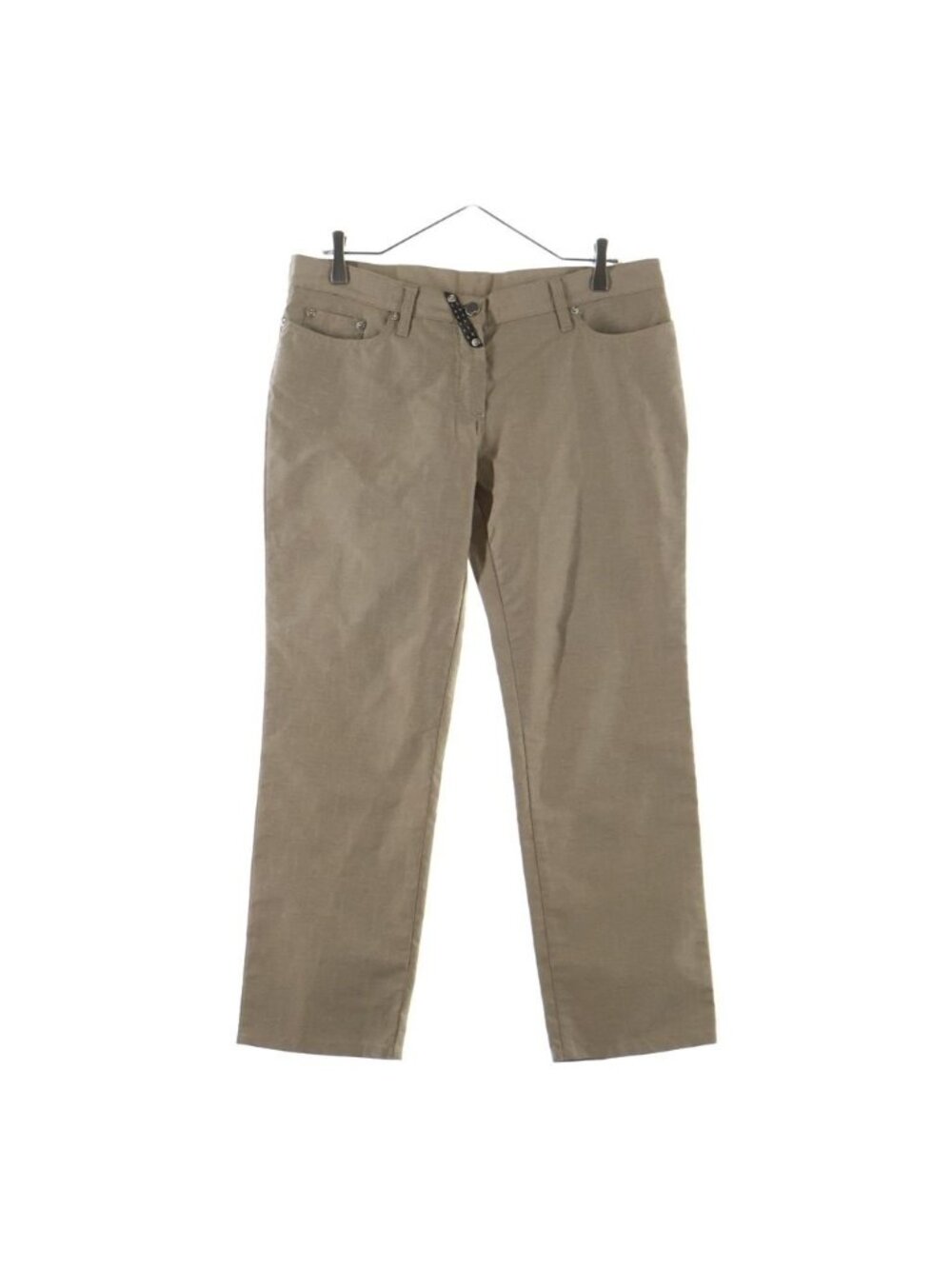 Fendi Zucca Pattern Straight Cotton Chino Pants Beige